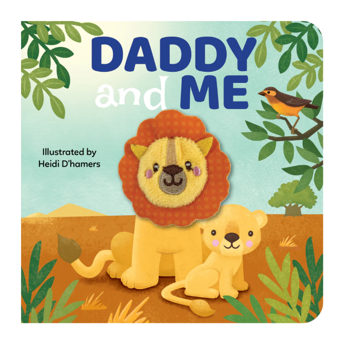 Daddy and Me lion finger puppet board book with cub, sweet kids travel toy for story time — Adventure Awaits