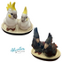 Porcelain cockatoo salt and pepper shakers