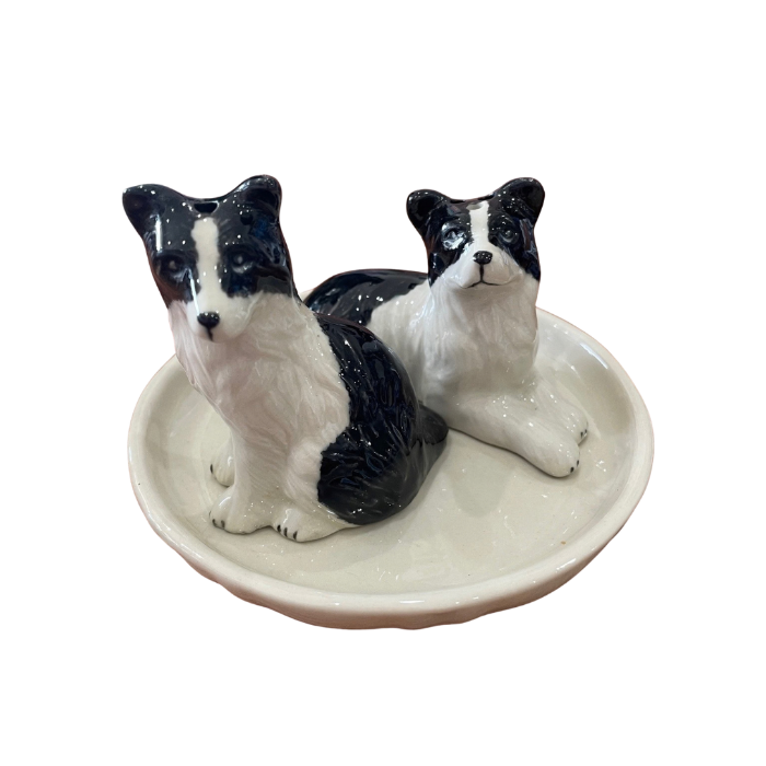 Ceramic dog salt and pepper shakers