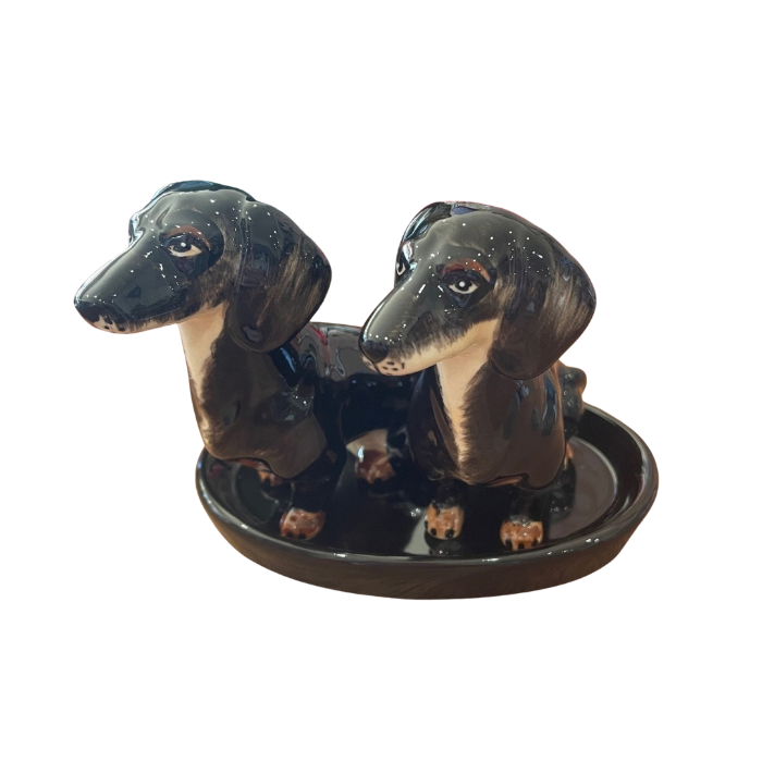 Ceramic dachshund salt and pepper shakers