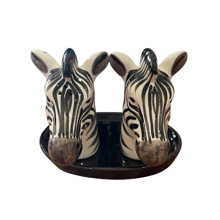 Ceramic zebra salt and pepper shakers