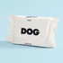 White pouch with 'DOG' branding on a light blue background