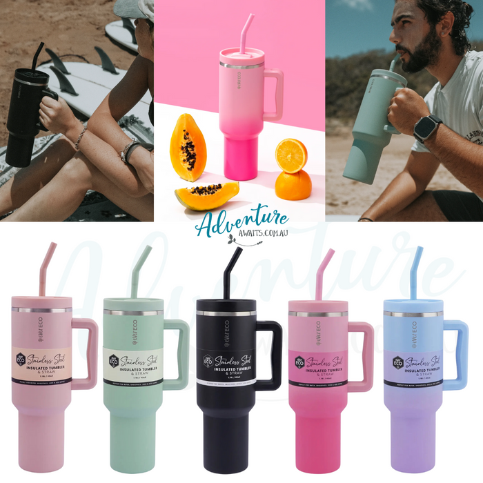 Insulated Tumbler with Handle & Straw 1.18 Litre | Ever Eco