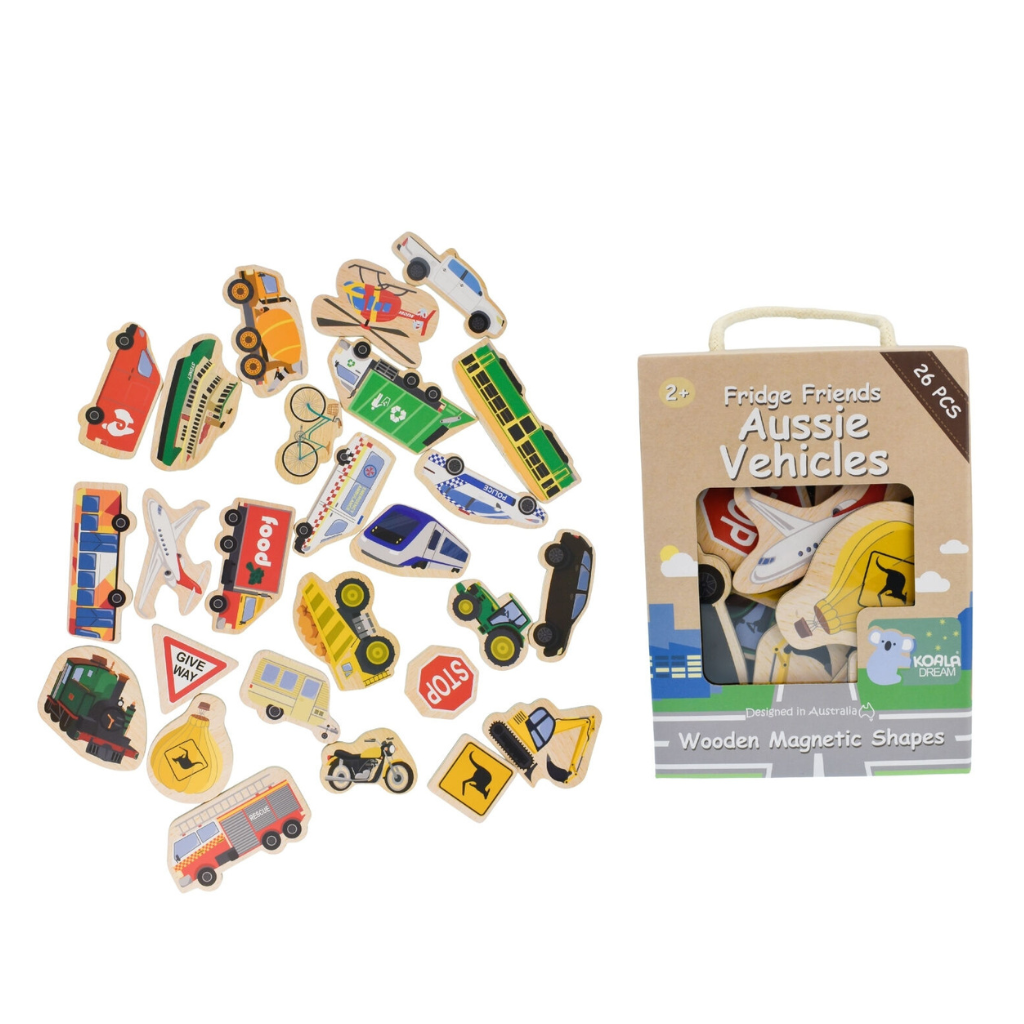 PRE ORDER Fridge Friends Wooden Magnets | Aussie Vehicles 25 pcs
