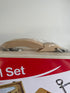 Close up of Fun Factory wooden tool set carry handle under clear packaging — Adventure Awaits