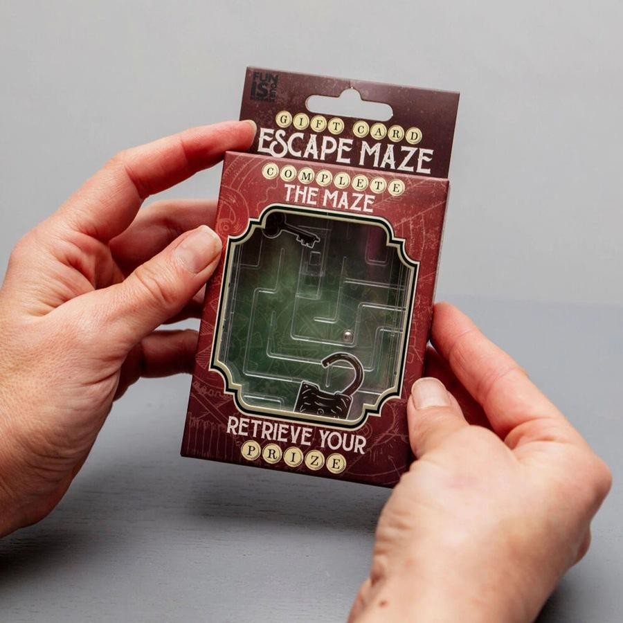 Gift card escape maze in packet