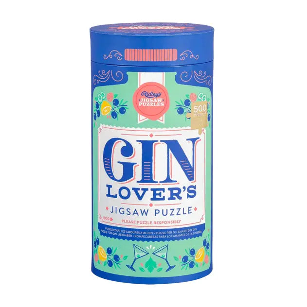 Gin Lover’s 500-piece jigsaw puzzle in blue cylinder gift tube — Adventure Awaits