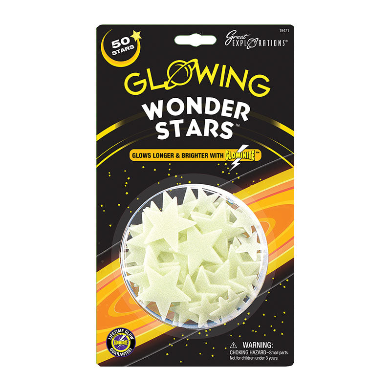 Glowing Wonder Stars pack with 50 glow in the dark stars for kids bedrooms — Adventure Awaits