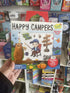 Happy Campers reusable cling sticker book held in store with camping stickers — Adventure Awaits