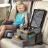 Adventure Awaits High Road CarHop seat cooler and organiser beside a child in a car back seat