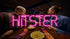 Friends lean across a table playing Hitster beneath a glowing neon logo — Adventure Awaits