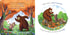 Illustrated pages from Adventure Awaits I Love You, Daddy book showing playful forest adventures between a bear and cub