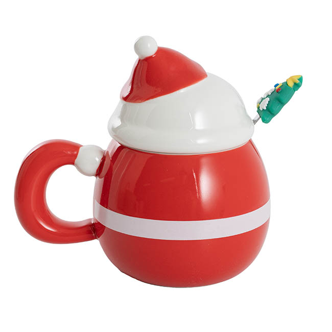 Jolly Happy Santa Ceramic Mug with spoon