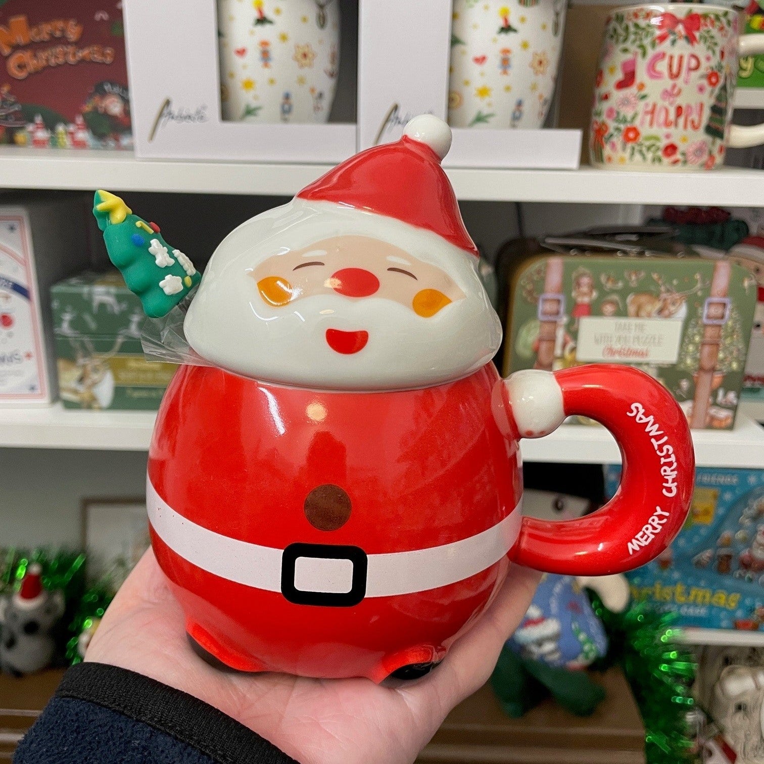 Jolly Happy Santa Christmas Mug With Spoon
