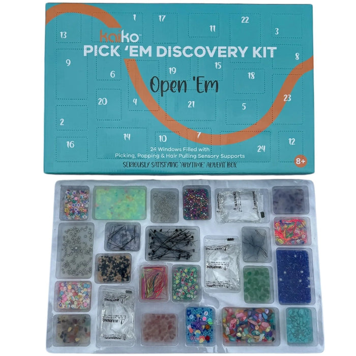 Hako Pick 'Em Discovery Kit packaging with contents displayed below