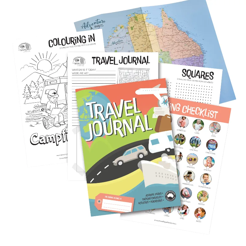 Kids travel journal with new fold-out map of Australia and the world