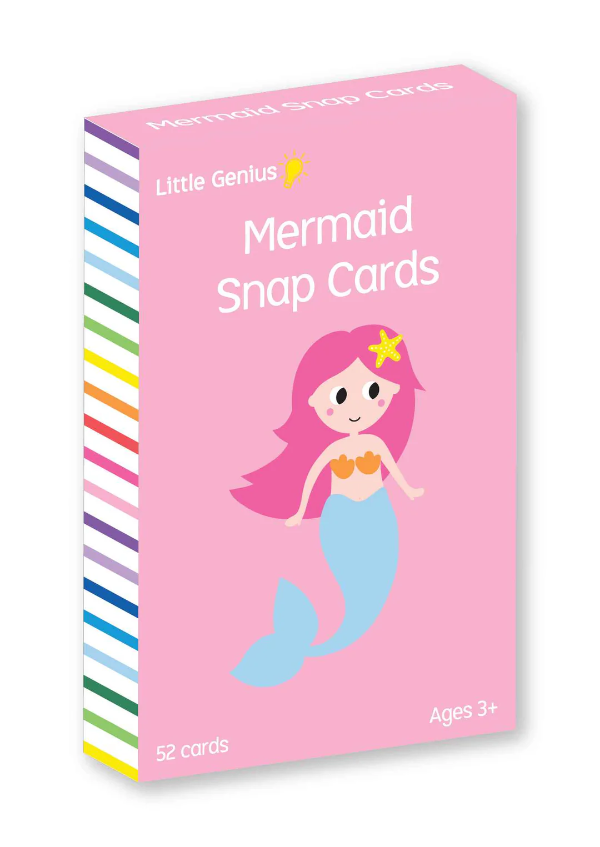 Pink Little Genius Mermaid Snap Cards kids travel toy box with 52 cards Adventure Awaits