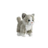 Grey and white plush kitten toy with soft fur, pink nose and upright fluffy tail — Adventure Awaits