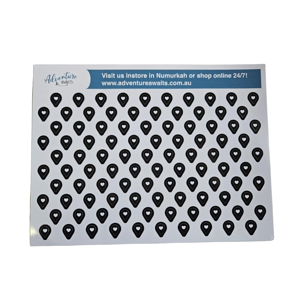 Travel Map Location Stickers – Heart Pin Markers for Australia Maps