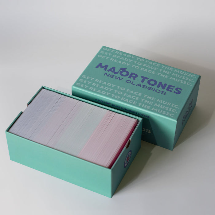 Major Tones New Classics music memory game box opened with pastel card deck — Adventure Awaits