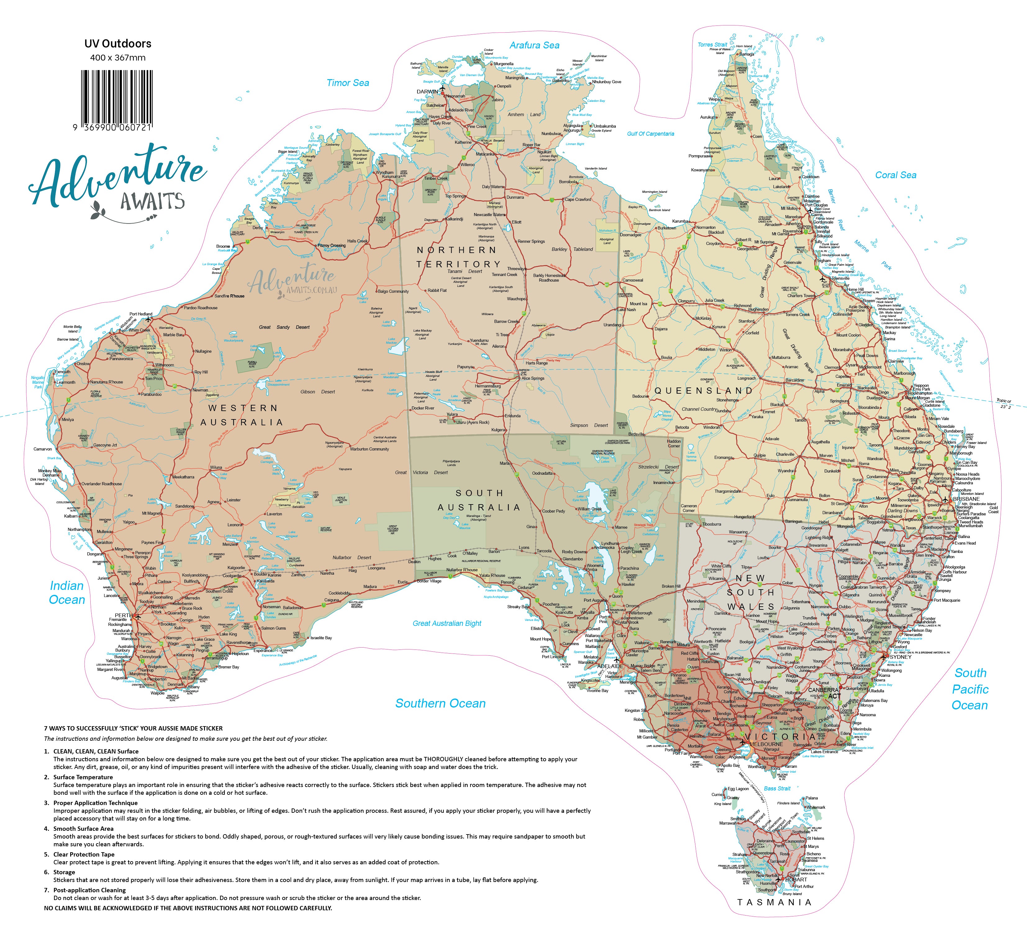Map of Australia Sticker Decal | Australian Made