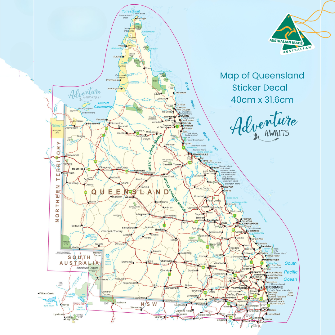 PRE ORDER Map of Queensland Sticker Decal | UV Outdoors OR Fabric Removeable