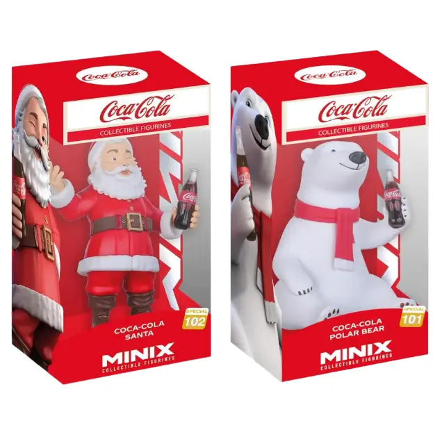Coca-Cola MINIX Santa and Polar Bear collectible figure boxes Adventure Awaits