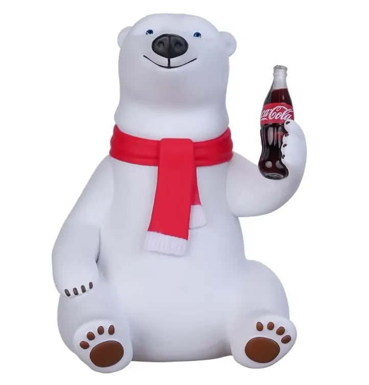 Coca-Cola Polar Bear MINIX collectible figure with red scarf and Coke bottle Adventure Awaits
