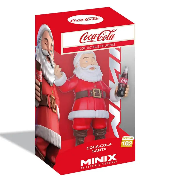 Coca-Cola Santa MINIX collectible figure box with red packaging and Coke bottle Adventure Awaits