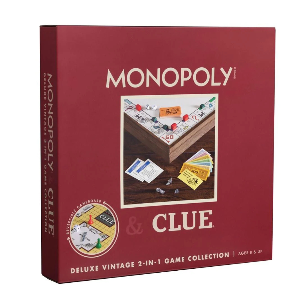 Monopoly | And Clue Deluxe Vintage 2 In 1 Game Collection