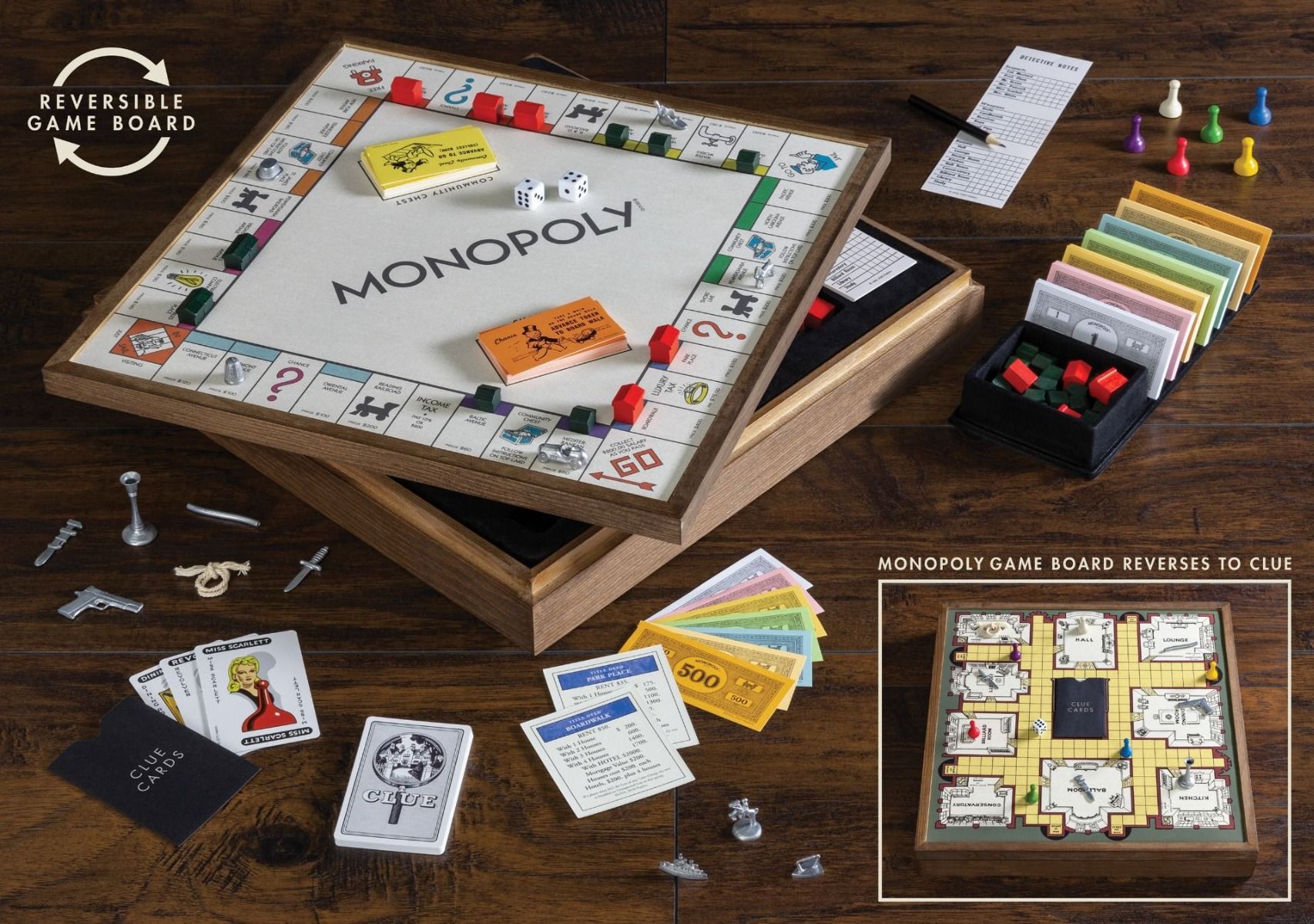 Monopoly | And Clue Deluxe Vintage 2 In 1 Game Collection