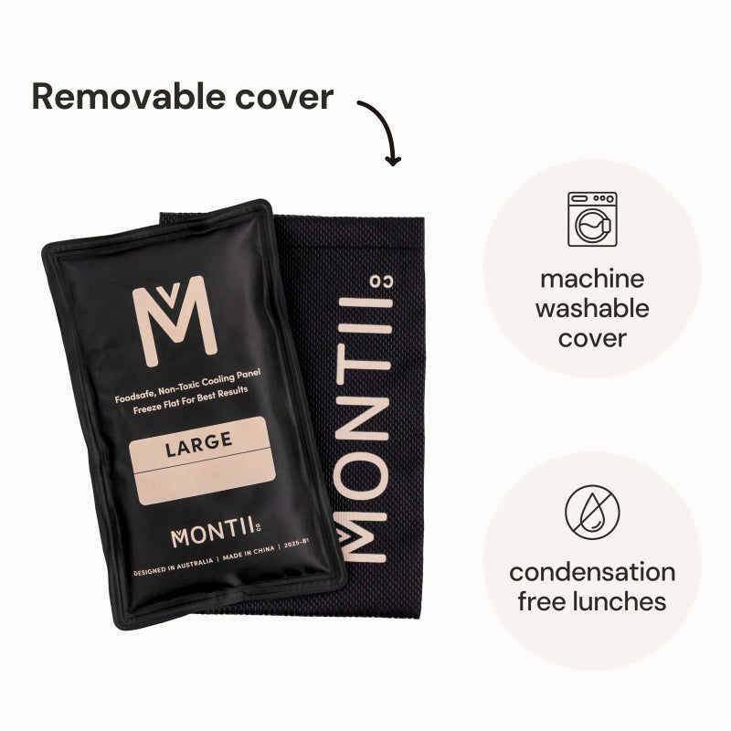 Montii large ice pack with removable machine-washable cover for condensation-free lunches — Adventure Awaits