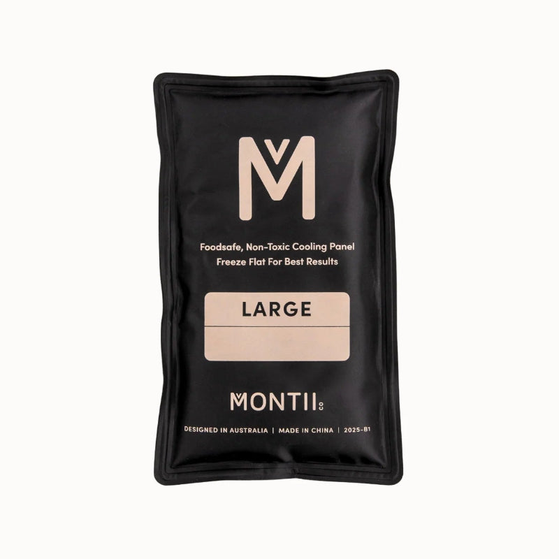 Montiico large black ice pack with non-toxic cooling filling on a plain background — Adventure Awaits