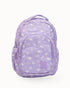 Purple backpack with celestial pattern on a white background