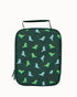 Dark green Montii insulated lunch bag with colourful dinosaur print — Adventure Awaits