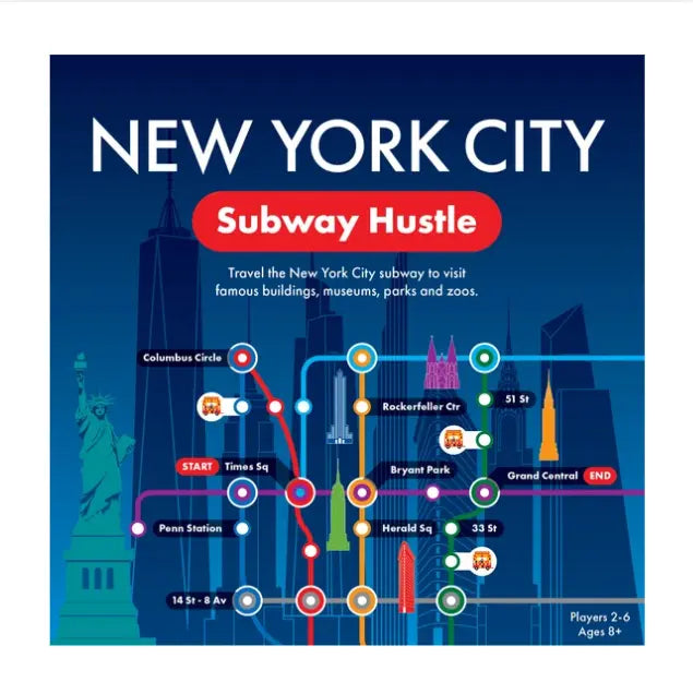 New York City Subway Hustle board game with subway map artwork for ages 8+ — Adventure Awaits