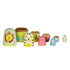 wooden animal nesting dolls opened to show stackable pieces, including lion, tiger, pig, monkey and bird, colourful kids stacking toy set Adventure Awaits