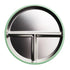 Nestling stainless steel divided suction plate with three sections and mint green silicone base, Adventure Awaits