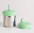 Mint green baby cup with stainless steel body and silicone straw lids — Adventure Awaits