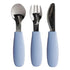 Blue baby cutlery set with stainless steel spoon, fork and knife — Adventure Awaits