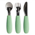 Mint green baby cutlery set with stainless steel spoon, fork and knife — Adventure Awaits