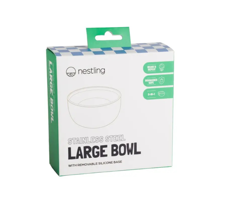 Nestling stainless steel large bowl box with removable silicone base — Adventure Awaits