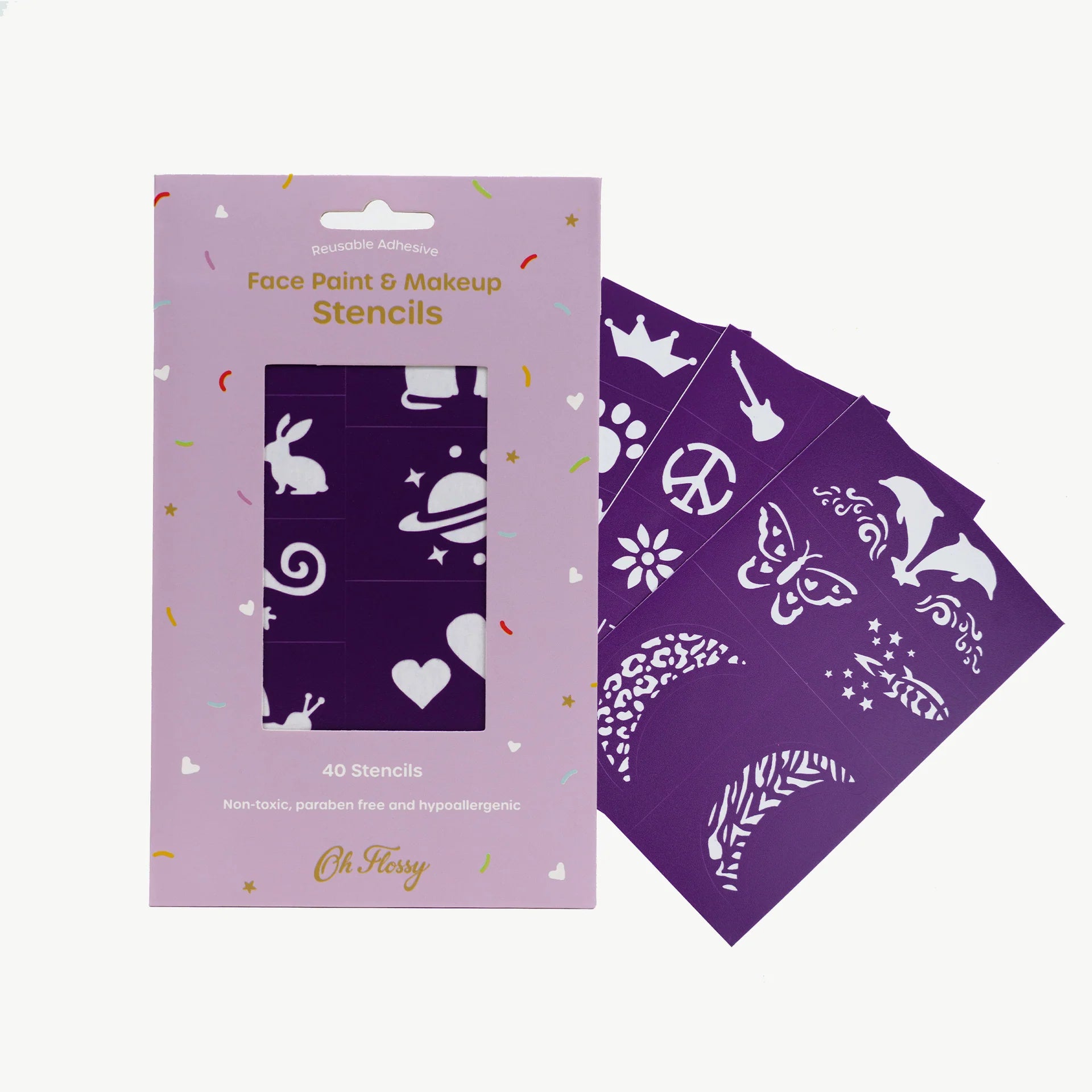 Oh Flossy  Reusable Adhesive Face Paint & MakeUp Stencils