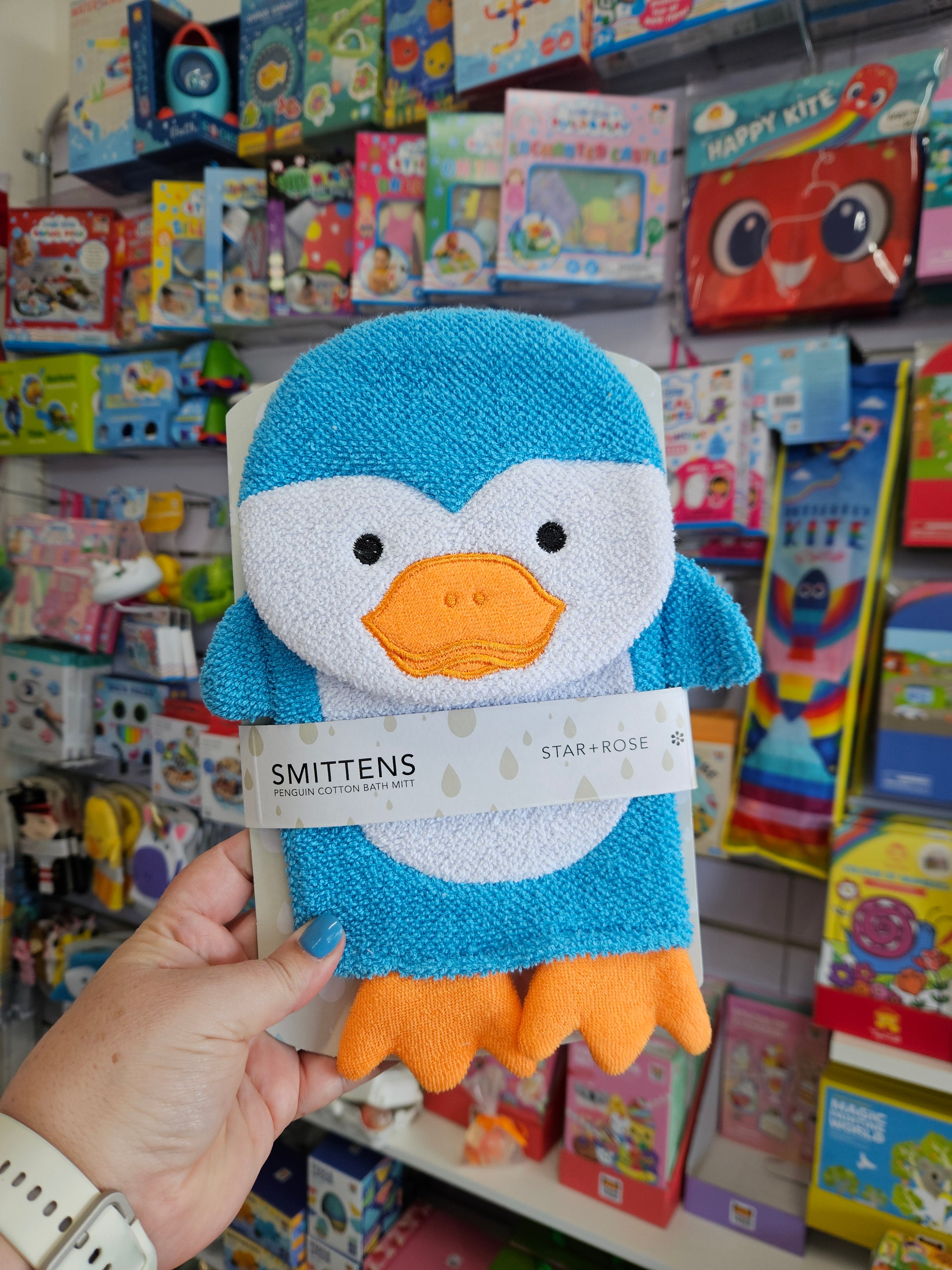 Star + Rose Bath Mitt | Penguin