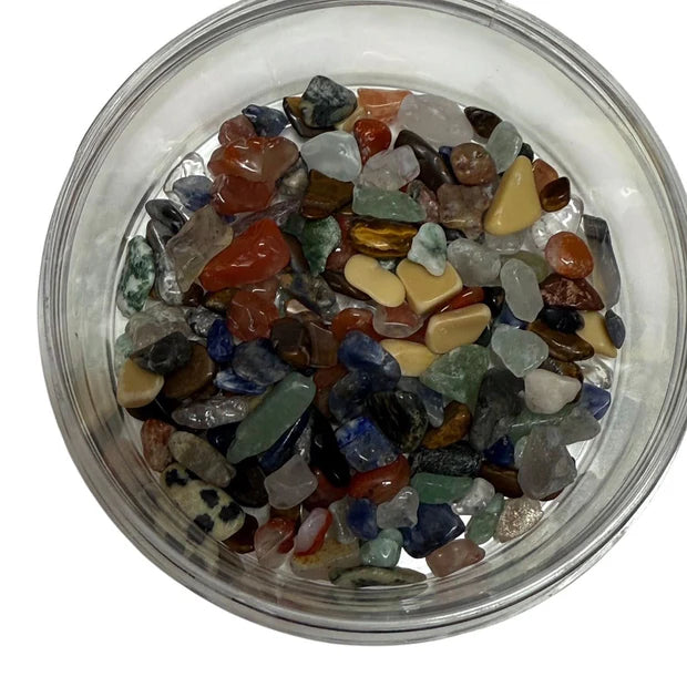 stones extracted from pick 'em silicone disc shown in plastic dish on white background