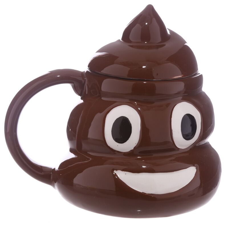 Funny Poop Emoji Ceramic Mug with Lid – 460ml Novelty Coffee Cup