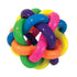 Bright interwoven rainbow sensory fidget ball on white background — Adventure Awaits