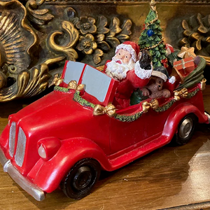 Christmas Santa in Classic Red Car with LED & Tree 051