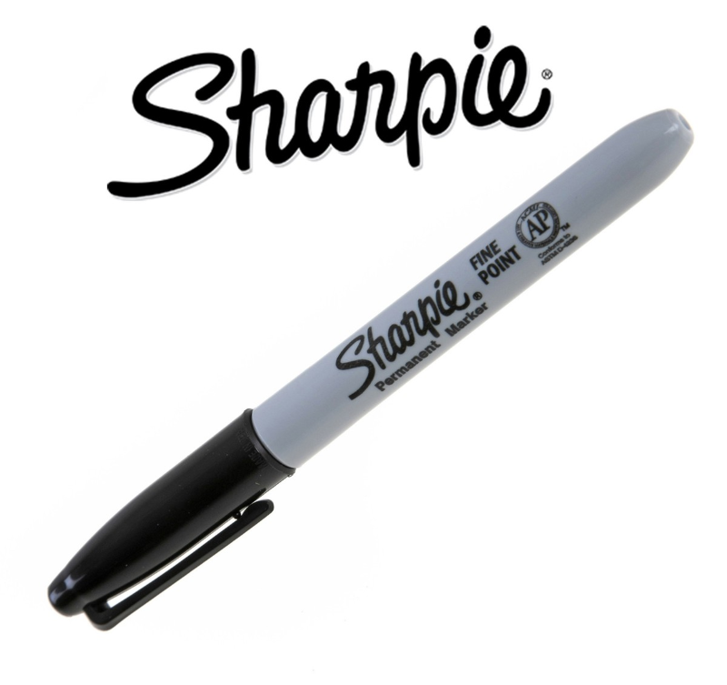 Sharpie permanent marker with black cap on a white background