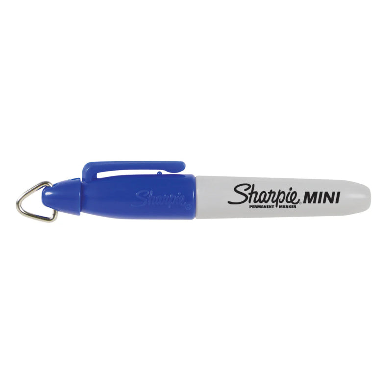 Blue Sharpie Mini permanent marker with removable cap and keyring loop — Adventure Awaits